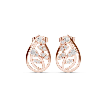 Round Cut Halo Lab Grown Diamond Stud Earrings