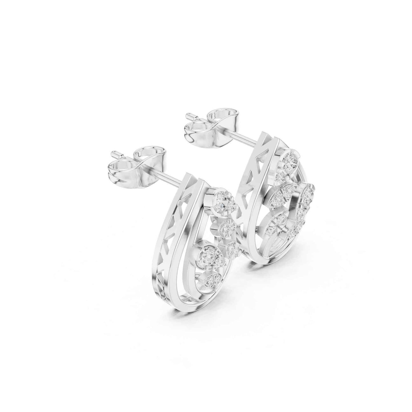 Round Cut Halo Lab Grown Diamond Stud Earrings