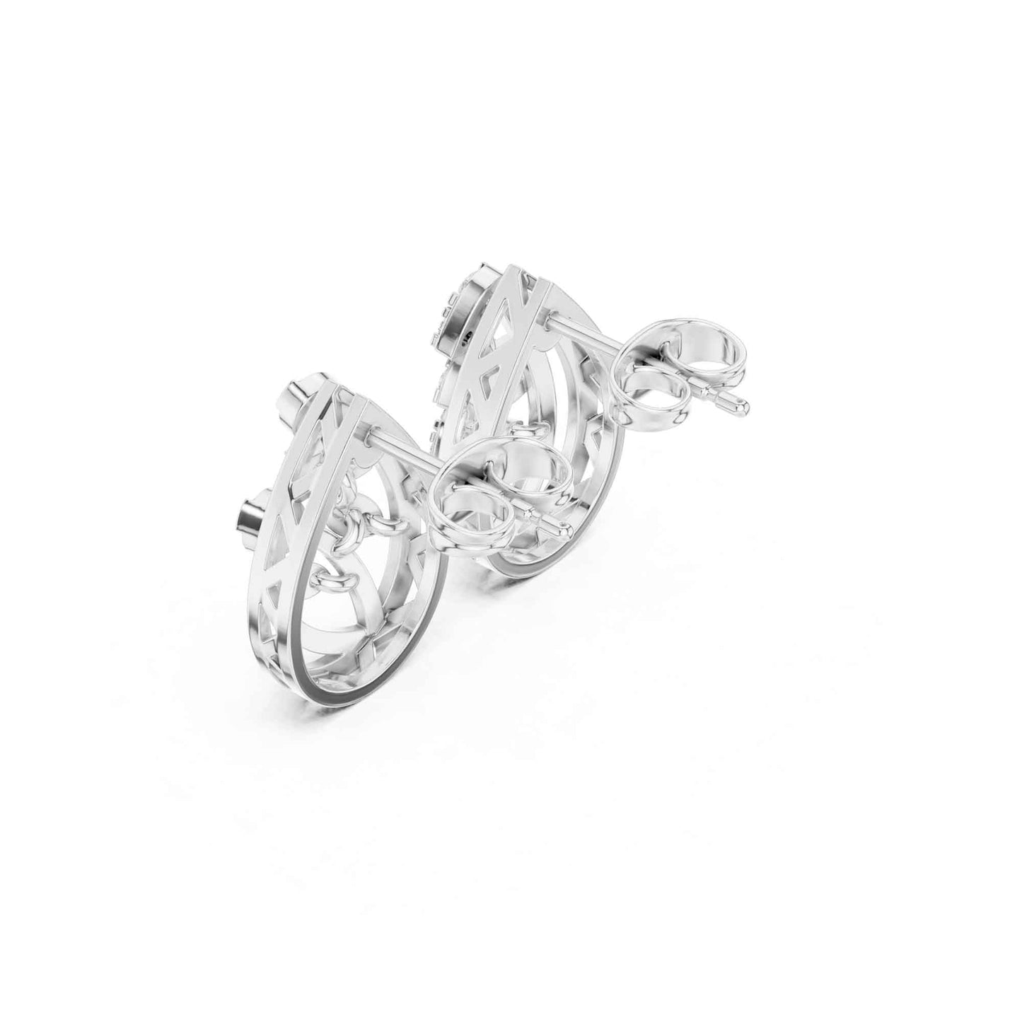Round Cut Halo Lab Grown Diamond Stud Earrings