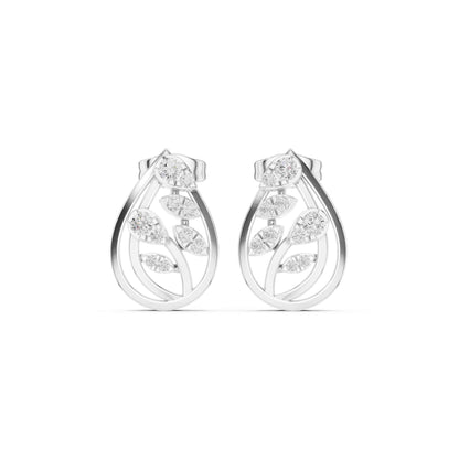 Round Cut Halo Lab Grown Diamond Stud Earrings