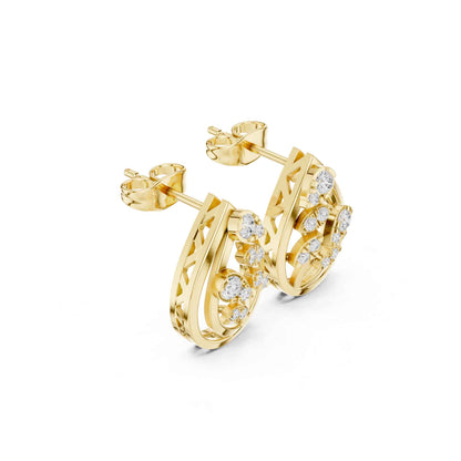 Round Cut Halo Lab Grown Diamond Stud Earrings