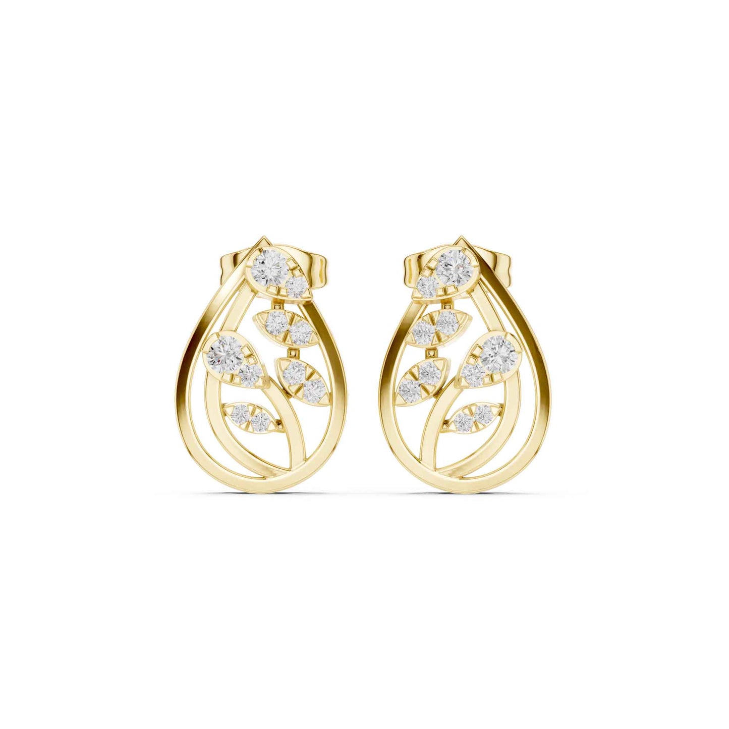 Round Cut Halo Lab Grown Diamond Stud Earrings