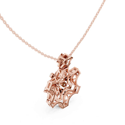 Round Cut Lab Grown Diamond Regal Star Bloom Chain & Pendant