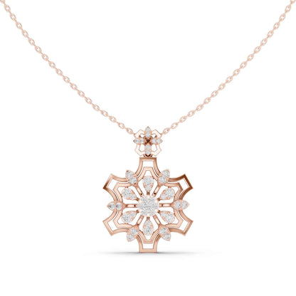 Round Cut Lab Grown Diamond Regal Star Bloom Chain & Pendant