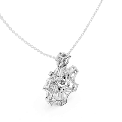 Round Cut Lab Grown Diamond Regal Star Bloom Chain & Pendant