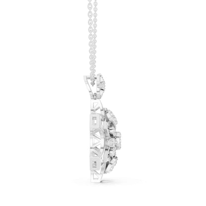Round Cut Lab Grown Diamond Regal Star Bloom Chain & Pendant