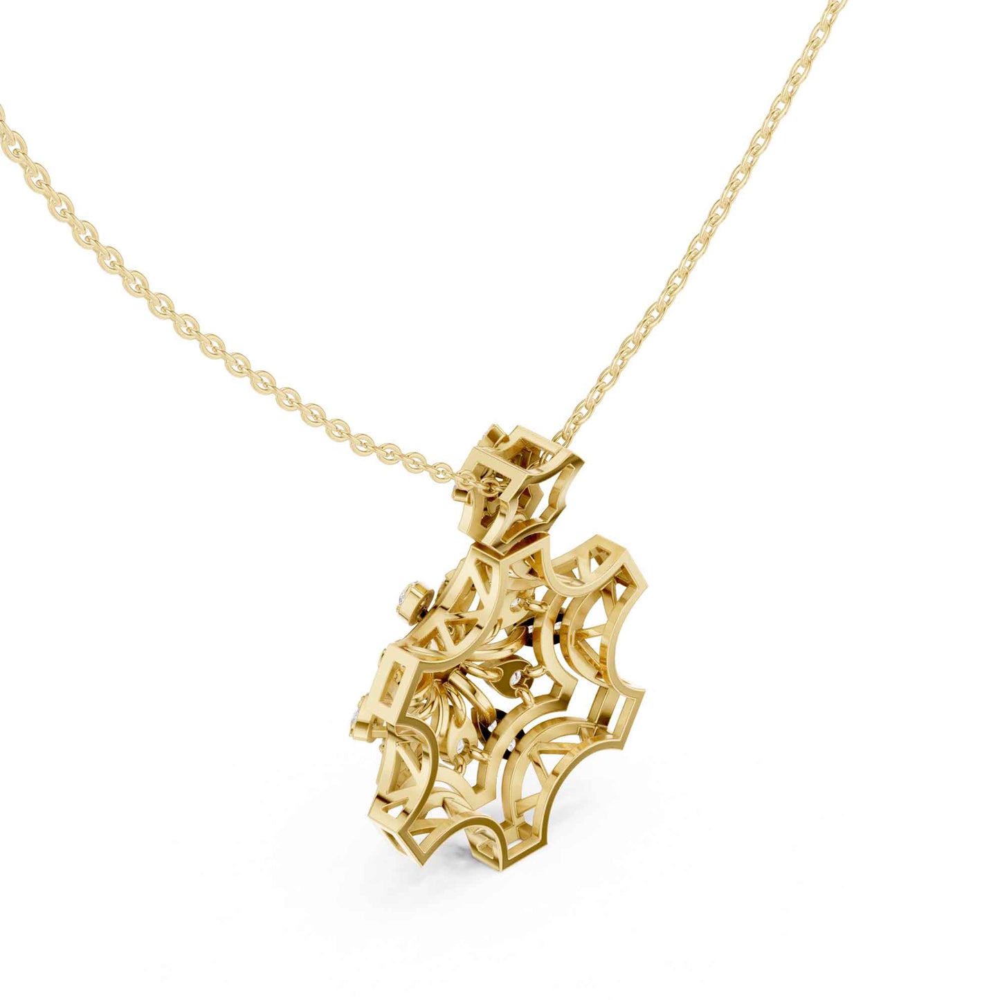 Round Cut Lab Grown Diamond Regal Star Bloom Chain & Pendant