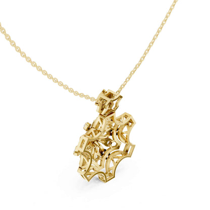 Round Cut Lab Grown Diamond Regal Star Bloom Chain & Pendant