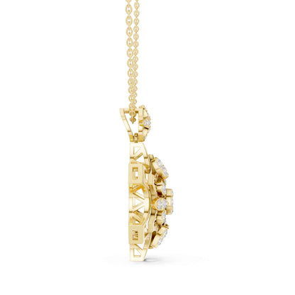 Round Cut Lab Grown Diamond Regal Star Bloom Chain & Pendant
