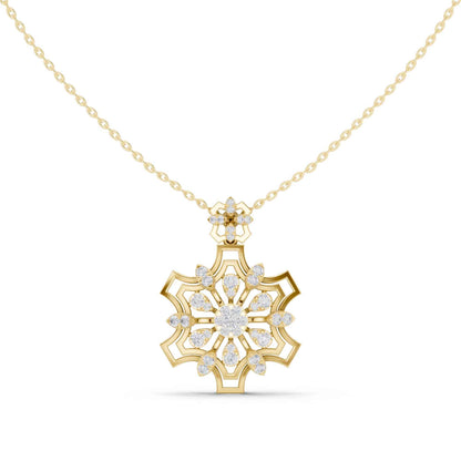 Round Cut Lab Grown Diamond Regal Star Bloom Chain & Pendant