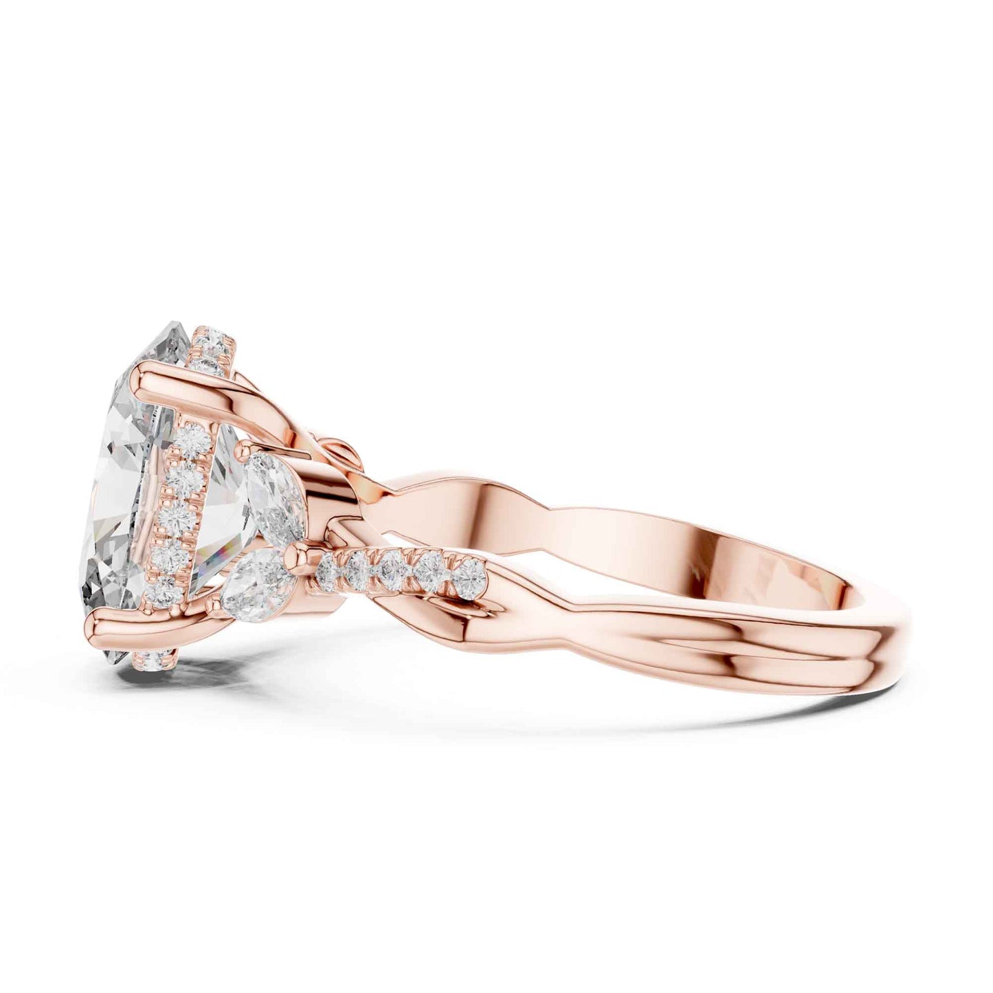 3 Carat Oval Shape Center Diamond with Tapered Side Stones