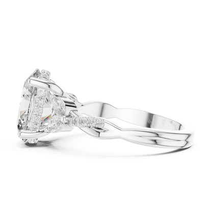 3 Carat Oval Shape Center Diamond with Tapered Side Stones