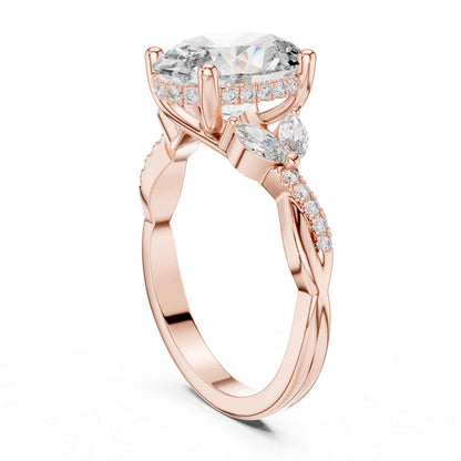 3 Carat Oval Shape Center Diamond with Tapered Side Stones