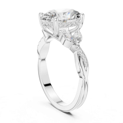 3 Carat Oval Shape Center Diamond with Tapered Side Stones