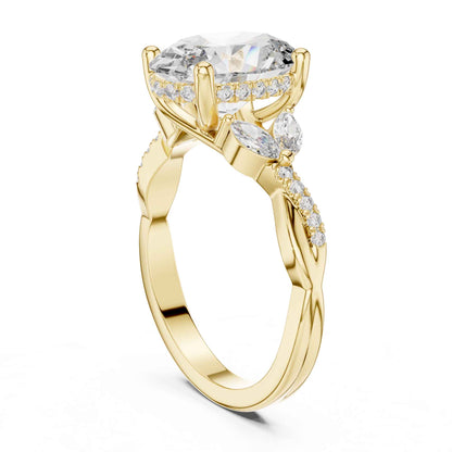 3 Carat Oval Shape Center Diamond with Tapered Side Stones