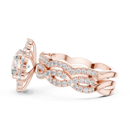 1.5 Carat Round center halo diamond ring with split pavé band