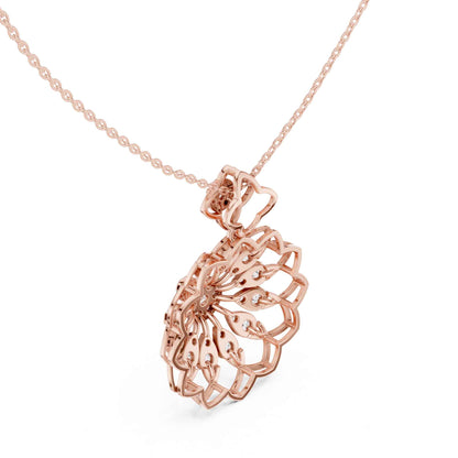 Round Cut Lab Grown Diamond Floral Halo Chain & Pendant