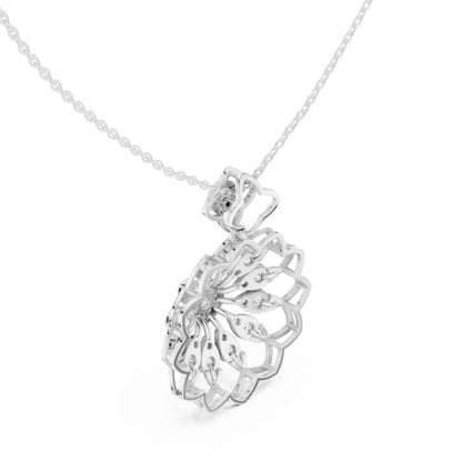 Round Cut Lab Grown Diamond Floral Halo Chain & Pendant