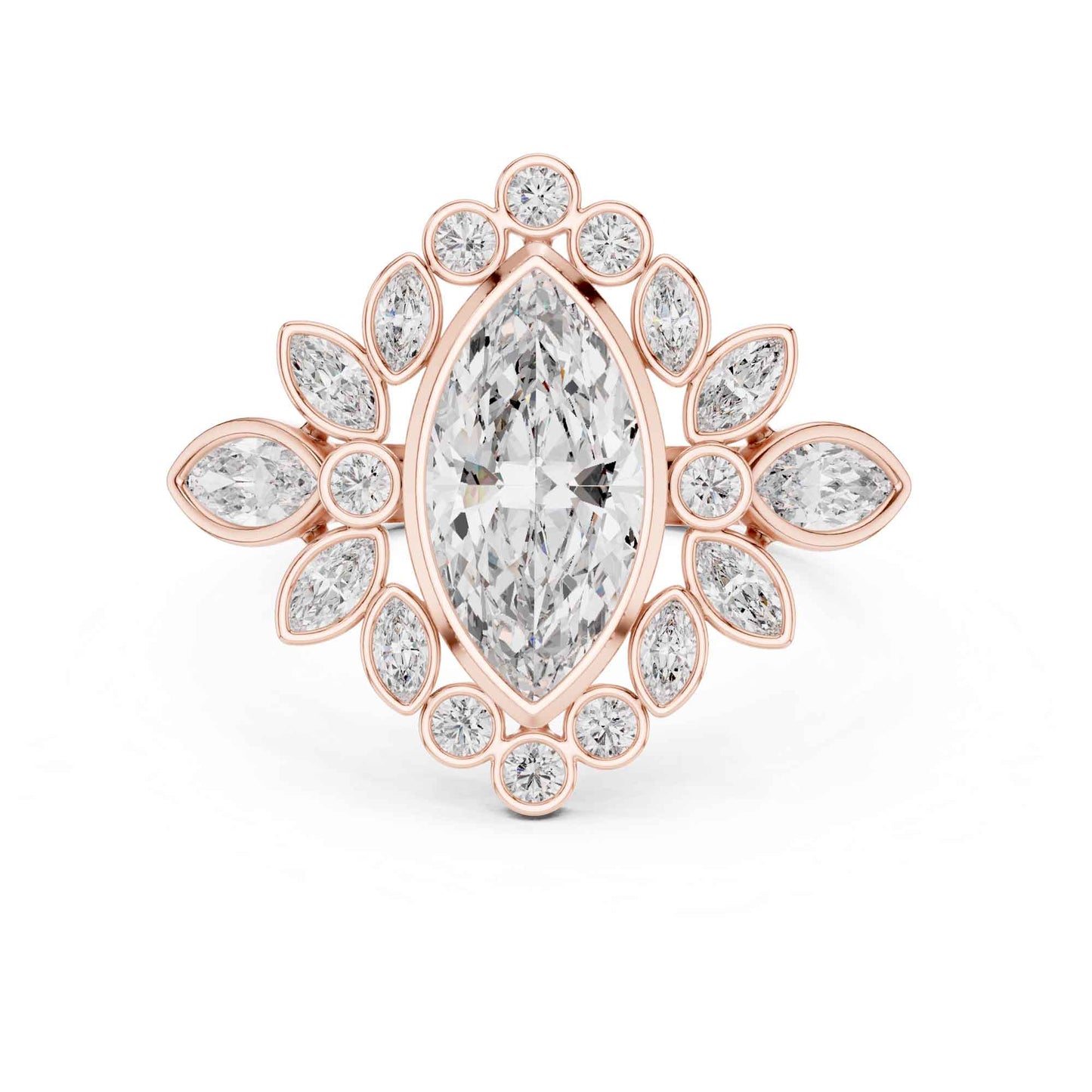 1.5 Carat Marquise center floral halo diamond ring