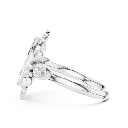 1.5 Carat Marquise center floral halo diamond ring