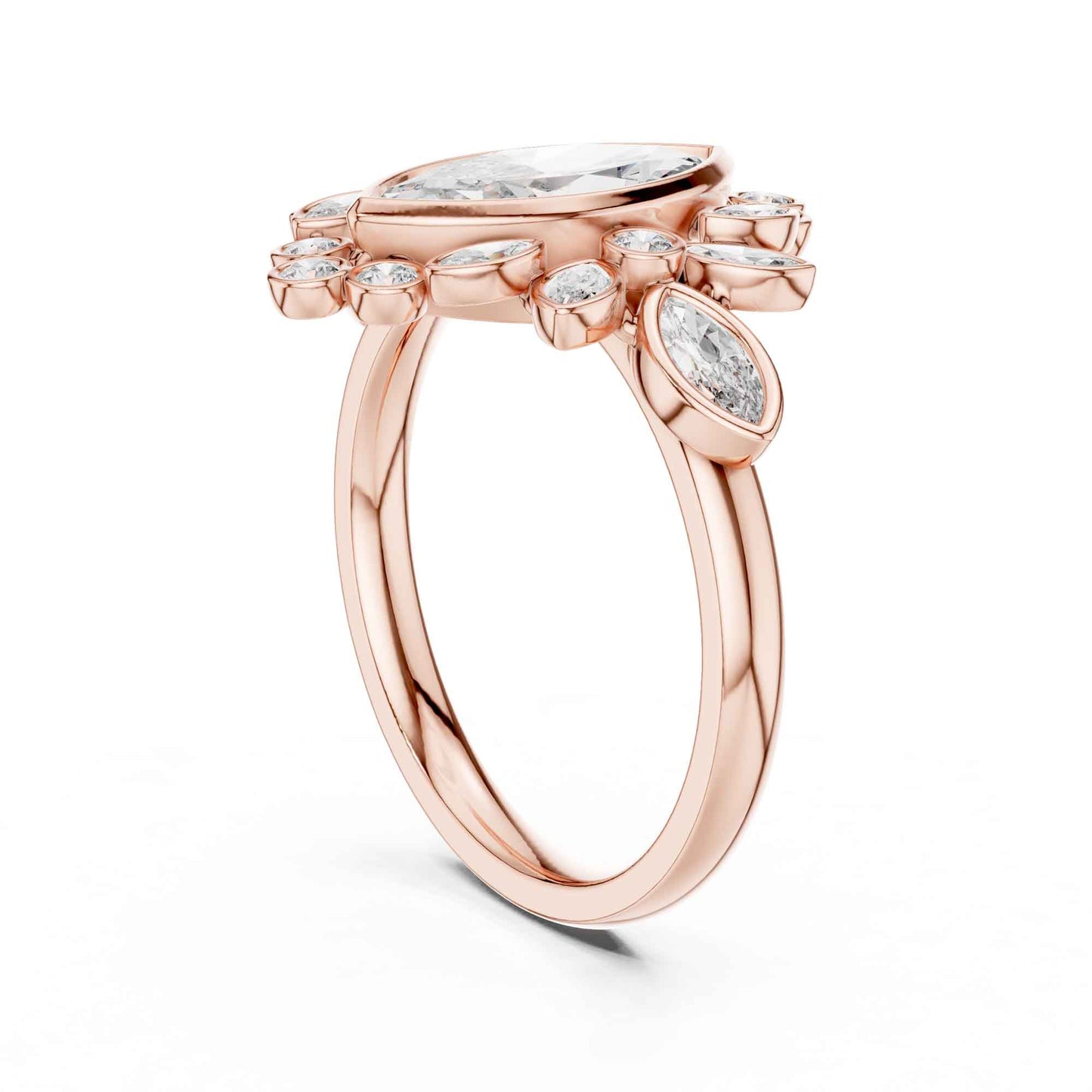 1.5 Carat Marquise center floral halo diamond ring