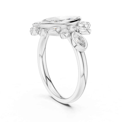 1.5 Carat Marquise center floral halo diamond ring