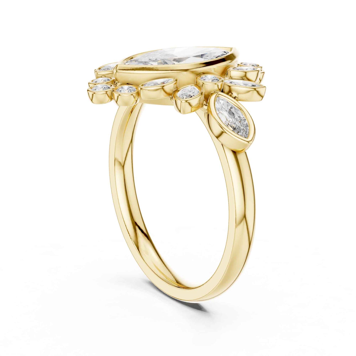 1.5 Carat Marquise center floral halo diamond ring