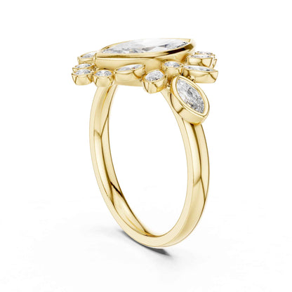 1.5 Carat Marquise center floral halo diamond ring
