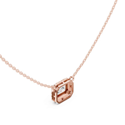 Emerald Cut Lab Grown Diamond Halo Chain & Pendant