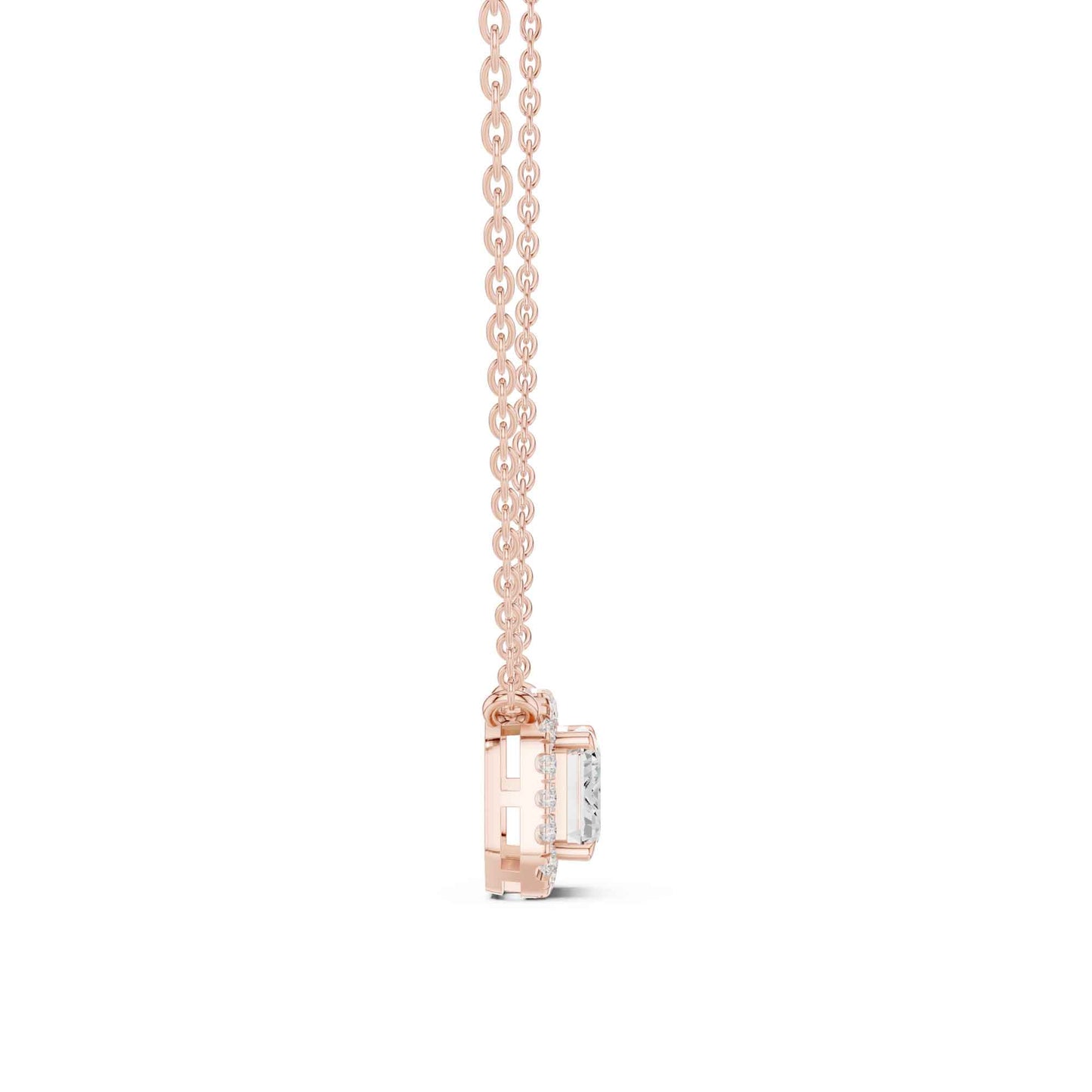 Emerald Cut Lab Grown Diamond Halo Chain & Pendant