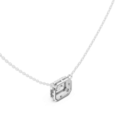 Emerald Cut Lab Grown Diamond Halo Chain & Pendant
