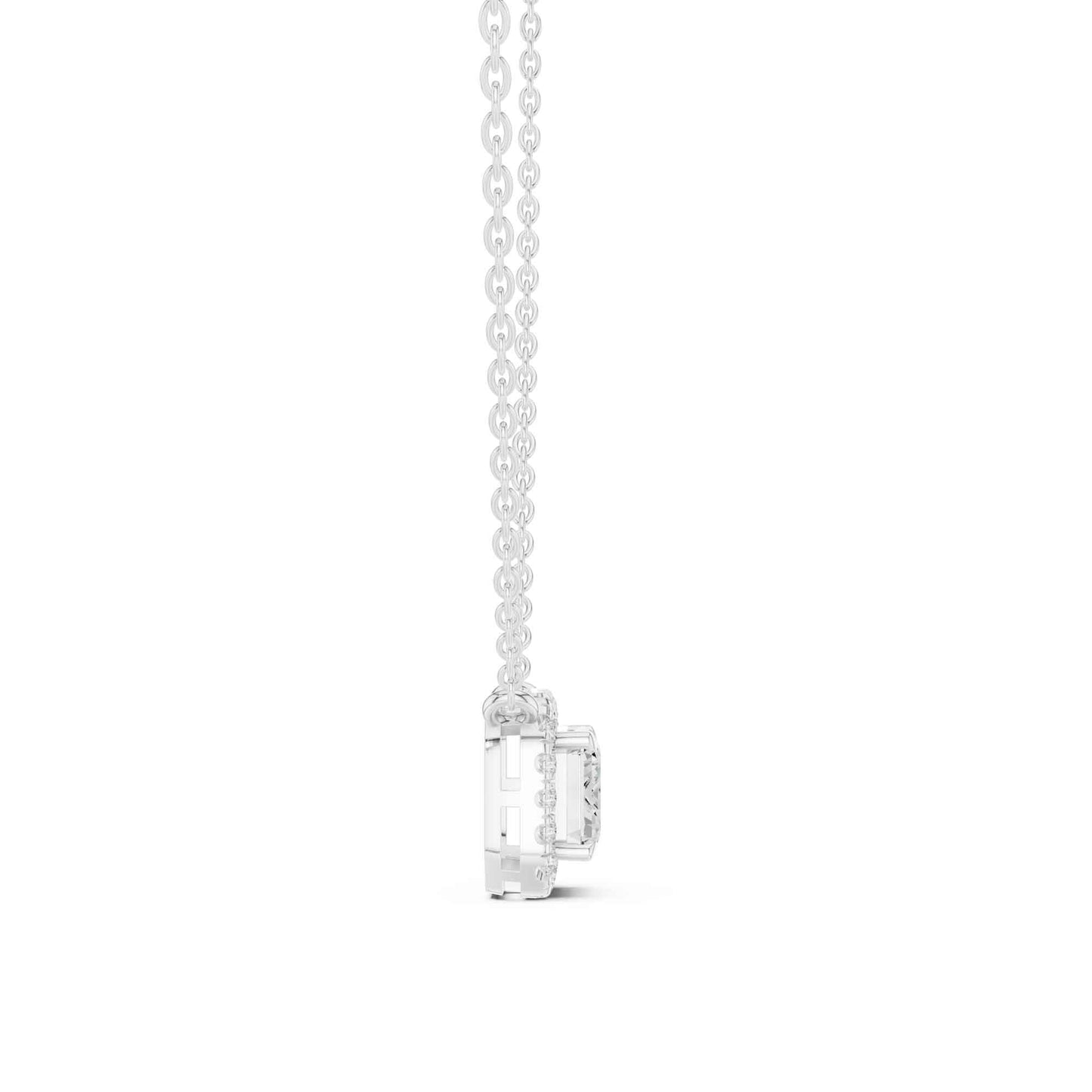 Emerald Cut Lab Grown Diamond Halo Chain & Pendant
