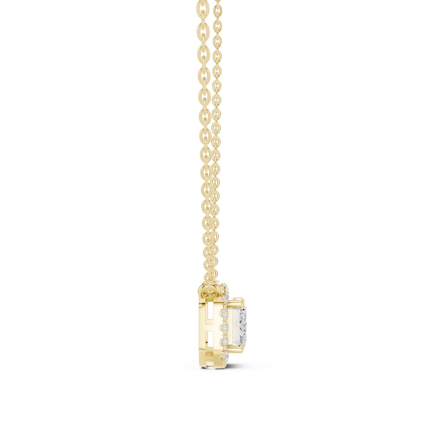 Emerald Cut Lab Grown Diamond Halo Chain & Pendant