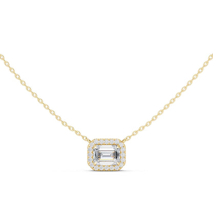 Emerald Cut Lab Grown Diamond Halo Chain & Pendant