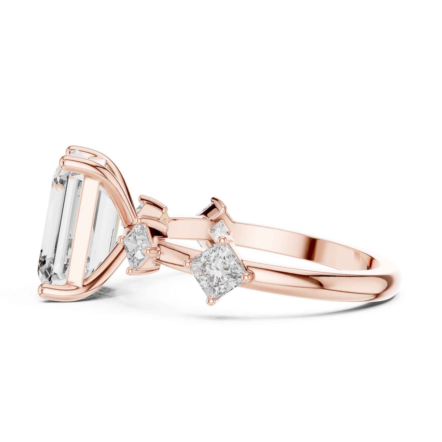 4 Carat Emerald-cut center with princess side diamonds
