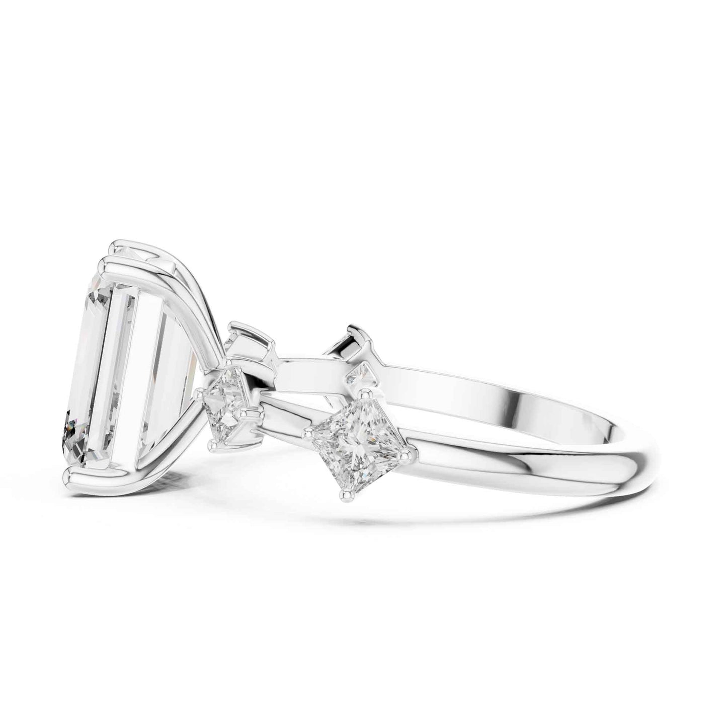 4 Carat Emerald-cut center with princess side diamonds