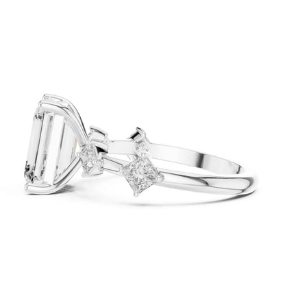 4 Carat Emerald-cut center with princess side diamonds