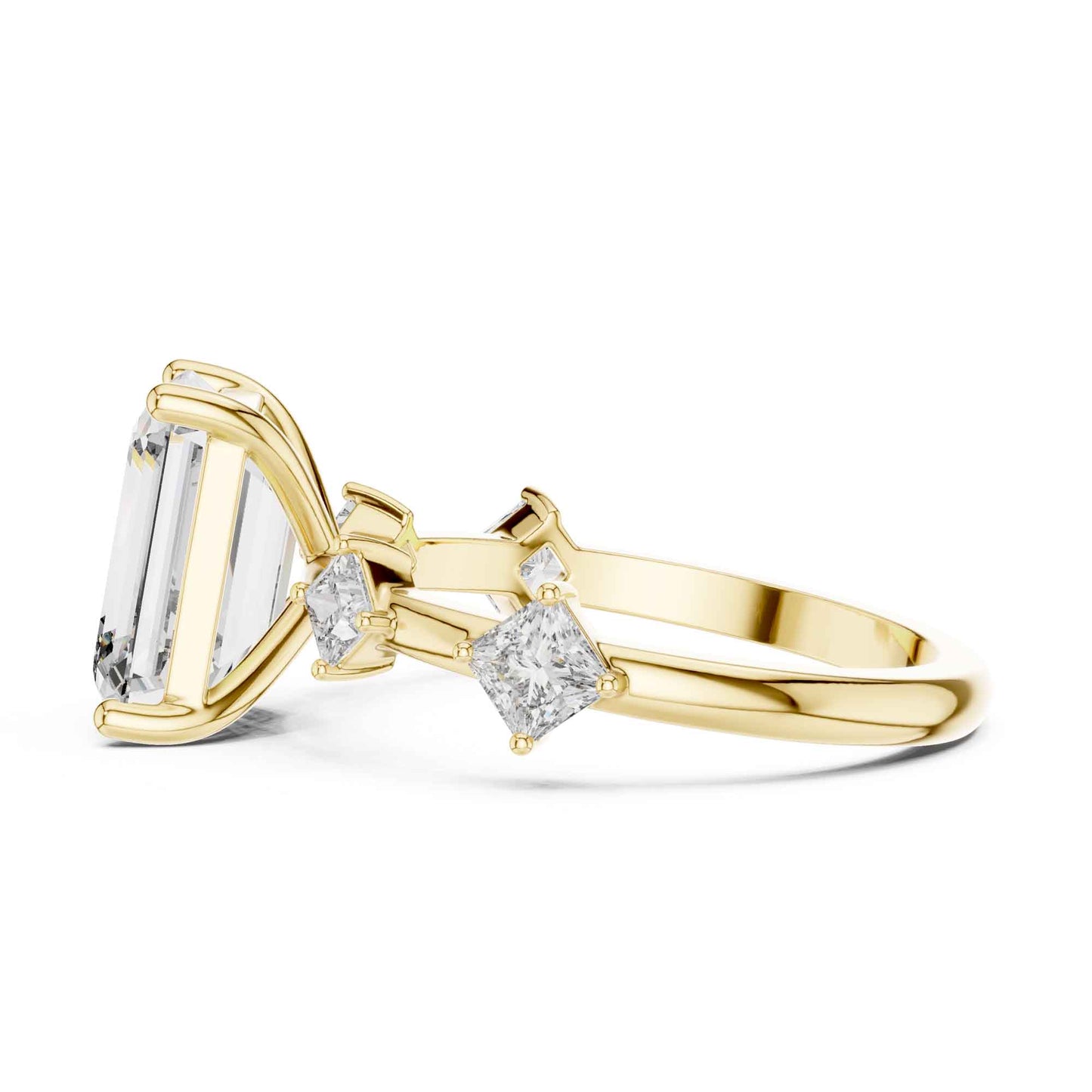 4 Carat Emerald-cut center with princess side diamonds