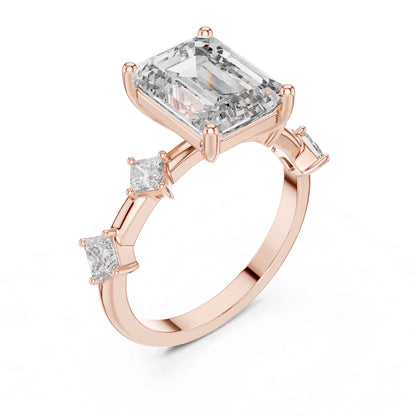 4 Carat Emerald-cut center with princess side diamonds