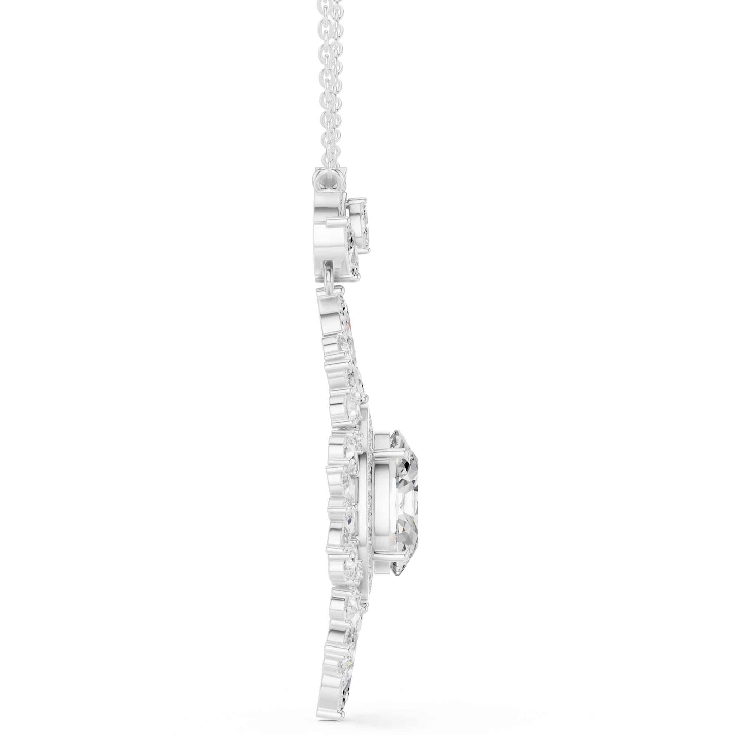 Oval Cut Lab Grown Diamond Halo Cluster Chain & Pendant
