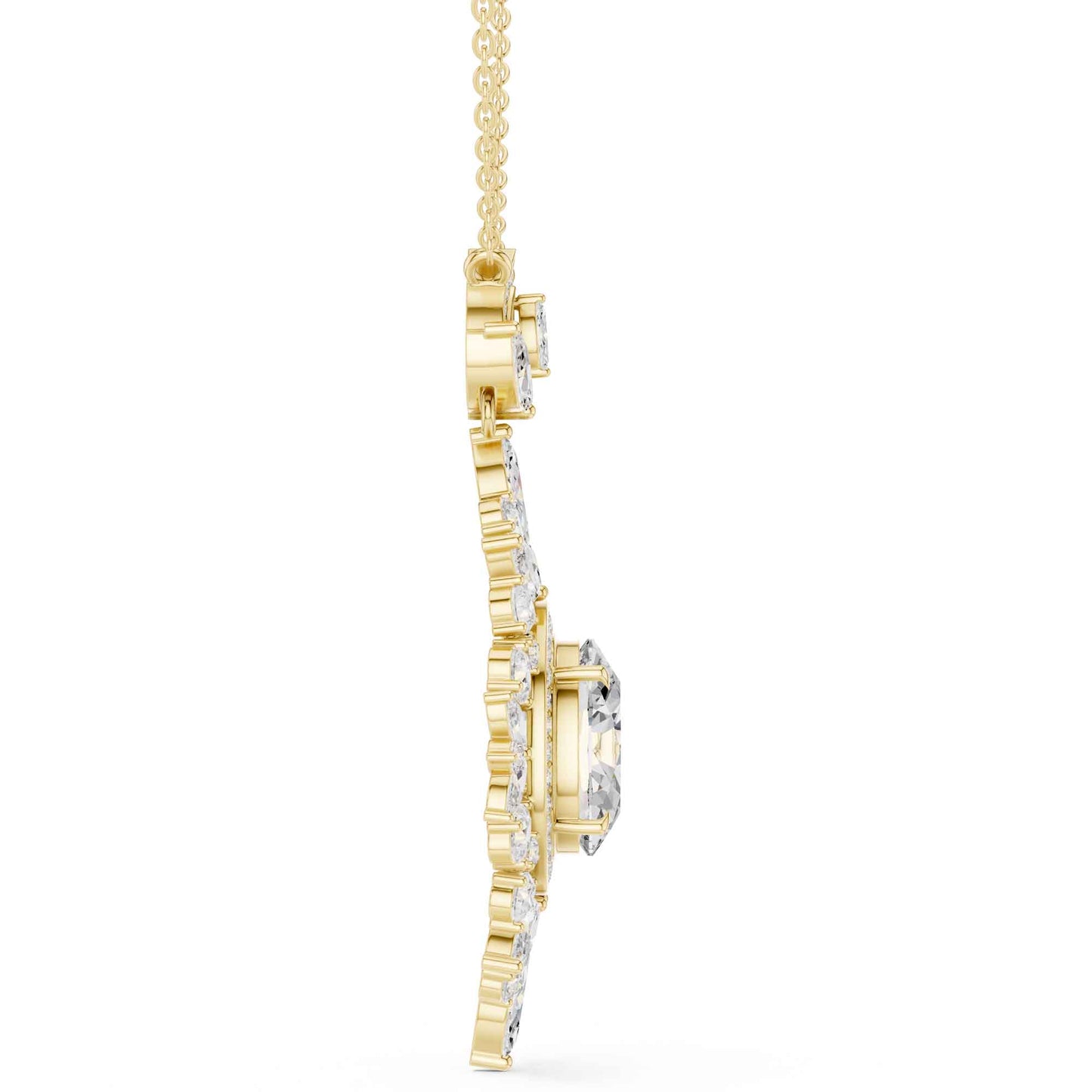 Oval Cut Lab Grown Diamond Halo Cluster Chain & Pendant