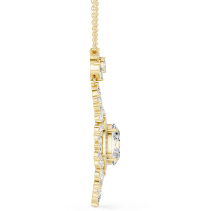 Oval Cut Lab Grown Diamond Halo Cluster Chain & Pendant