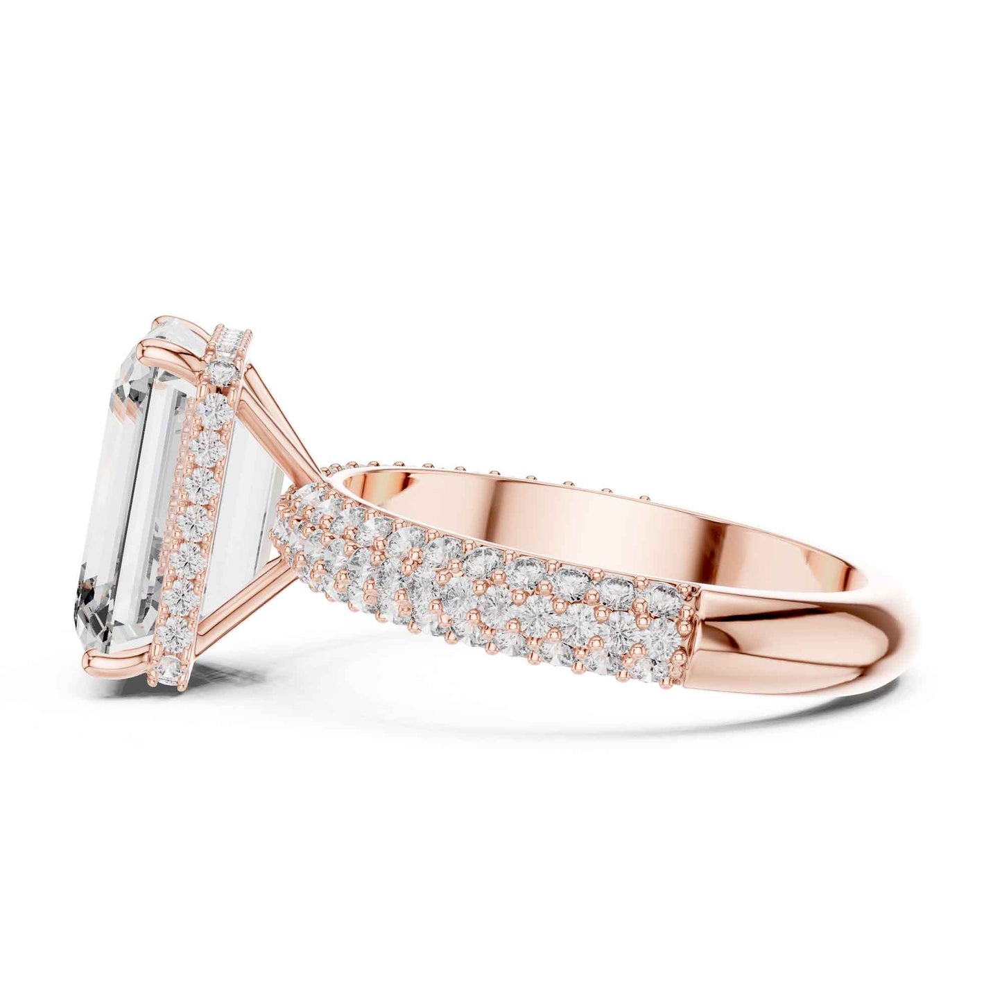 5 Carat Emerald Cut Diamond Engagement Ring with Pavé Band