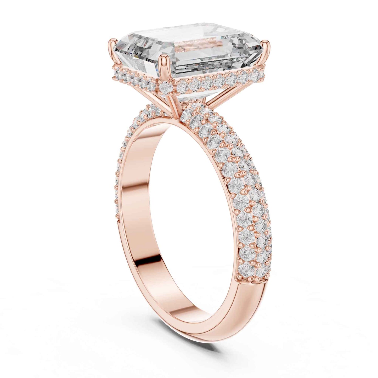 5 Carat Emerald Cut Diamond Engagement Ring with Pavé Band