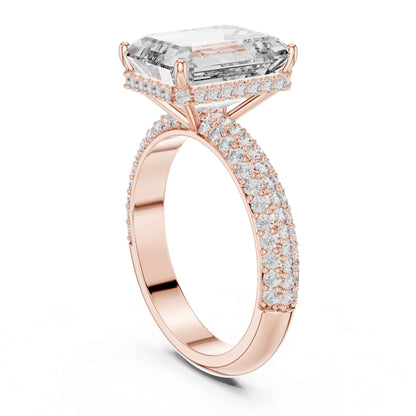 5 Carat Emerald Cut Diamond Engagement Ring with Pavé Band
