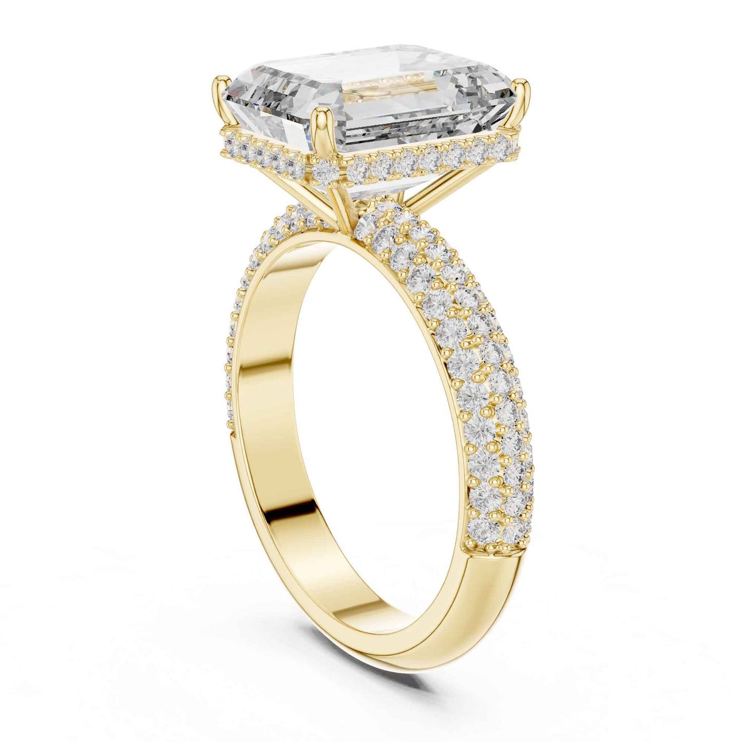 5 Carat Emerald Cut Diamond Engagement Ring with Pavé Band