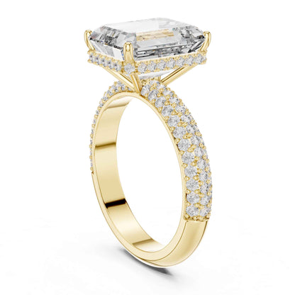 5 Carat Emerald Cut Diamond Engagement Ring with Pavé Band