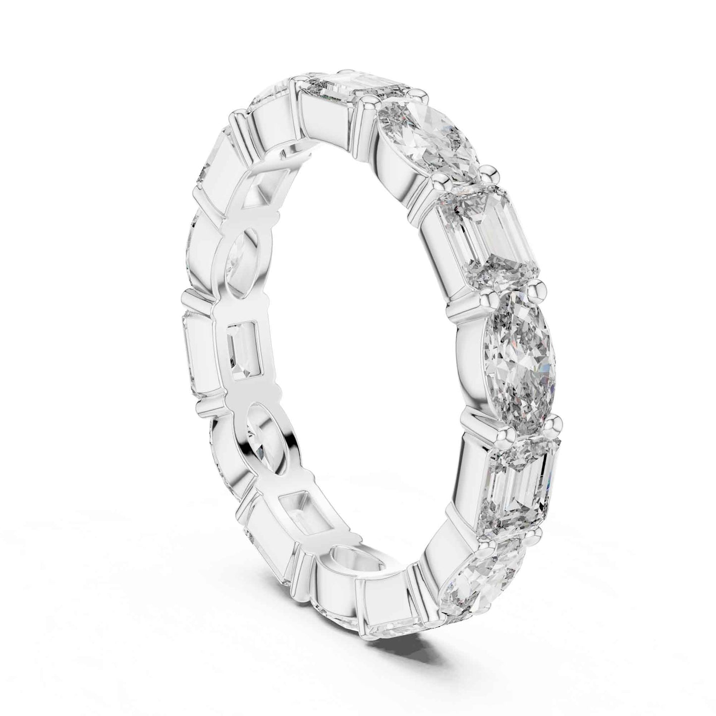 Premium Emerald & Oval Diamond Full Eternity Ring