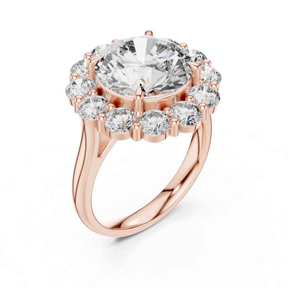 5 Carat Round Brilliant Diamond Halo Engagement Ring with Pavé