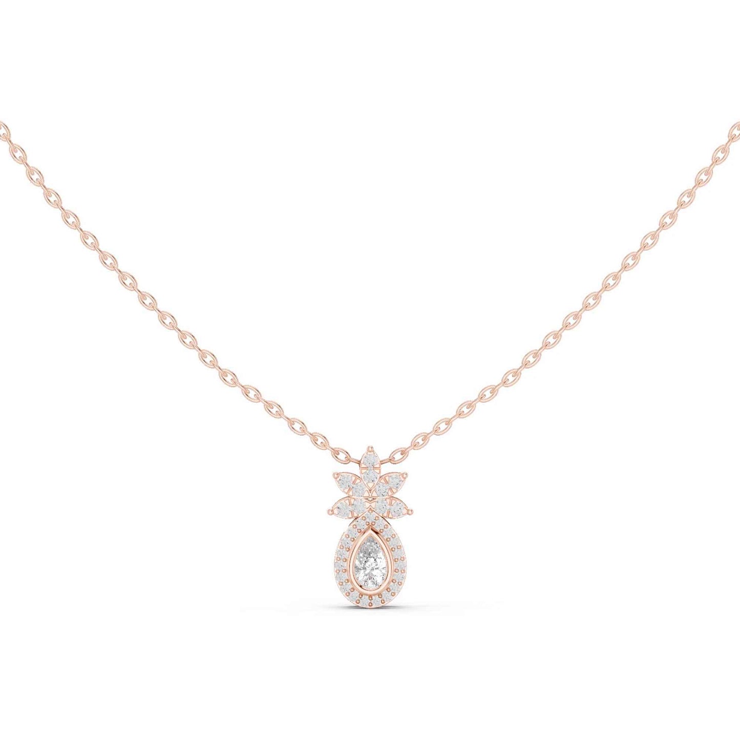 Pear Lab Grown Diamond Halo Drop Chain & Pendant